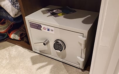 An image of a safe install at home