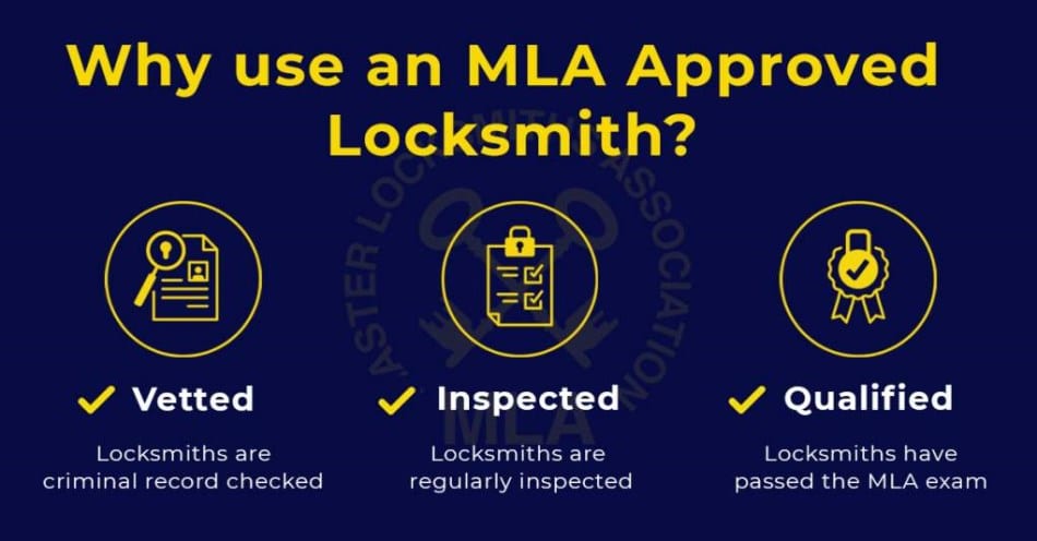 Why use an MLA approved locksmith in Beaulieu infographic Vetted Inspected and Approved 496